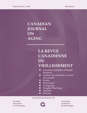 Canadian Journal on Aging / La Revue canadienne du vieillissement Volume 38 - Issue 1 -
