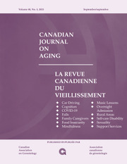 Canadian Journal on Aging / La Revue canadienne du vieillissement Volume 40 - Issue 3 -