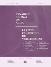 Canadian Journal on Aging / La Revue canadienne du vieillissement Volume 41 - Issue 1 -