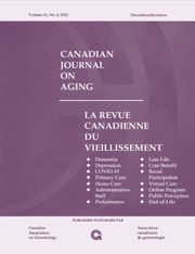 Canadian Journal on Aging / La Revue canadienne du vieillissement Volume 41 - Issue 4 -
