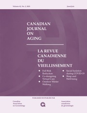 Canadian Journal on Aging / La Revue canadienne du vieillissement Volume 42 - Issue 2 -
