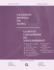 Canadian Journal on Aging / La Revue canadienne du vieillissement Volume 42 - Issue 3 -