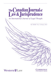 Canadian Journal of Law & Jurisprudence Volume 34 - Issue 1 -