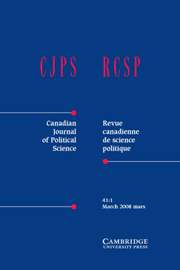 Canadian Journal of Political Science/Revue canadienne de science politique Volume 41 - Issue 1 -