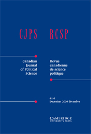 Canadian Journal of Political Science/Revue canadienne de science politique Volume 41 - Issue 4 -