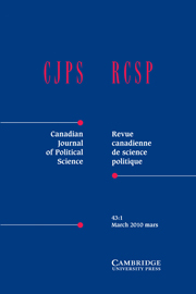 Canadian Journal of Political Science/Revue canadienne de science politique Volume 43 - Issue 1 -