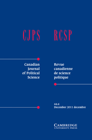 Canadian Journal of Political Science/Revue canadienne de science politique Volume 44 - Issue 4 -