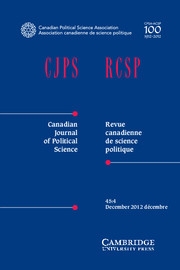 Canadian Journal of Political Science/Revue canadienne de science politique Volume 45 - Issue 4 -