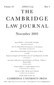 The Cambridge Law Journal Volume 62 - Issue 3 -