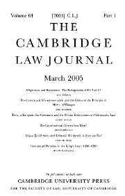 The Cambridge Law Journal: Volume 64 - Issue 1 | Cambridge Core