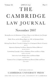 The Cambridge Law Journal Volume 66 - Issue 3 -