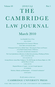 The Cambridge Law Journal Volume 69 - Issue 1 -