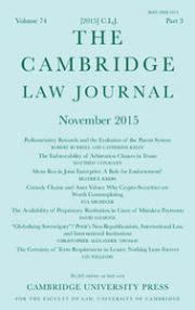The Cambridge Law Journal Volume 74 - Issue 3 -