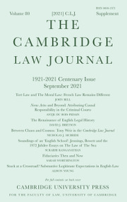 The Cambridge Law Journal: Volume 80 - 1921–2021 Centenary Issue ...