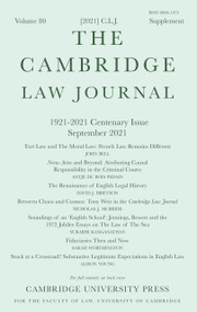 The Cambridge Law Journal Volume 80 - SupplementS1 -  1921–2021 Centenary Issue