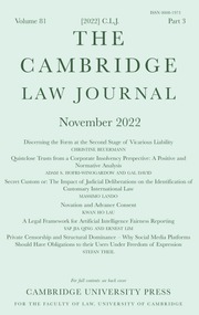 The Cambridge Law Journal Volume 81 - Issue 3 -