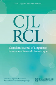 Canadian Journal of Linguistics/Revue canadienne de linguistique Volume 61 - Issue 2 -
