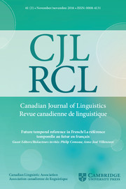 Canadian Journal of Linguistics/Revue canadienne de linguistique Volume 61 - Issue 3 -  Future temporal reference in French/La référence temporelle au futur en français