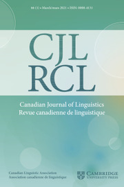 Canadian Journal of Linguistics/Revue canadienne de linguistique Volume 66 - Issue 1 -