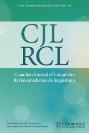 Canadian Journal of Linguistics/Revue canadienne de linguistique Volume 67 - Special Issue4 -  Substance-Free Phonology