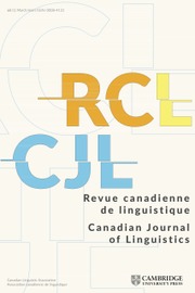 Canadian Journal of Linguistics/Revue canadienne de linguistique Volume 68 - Issue 1 -