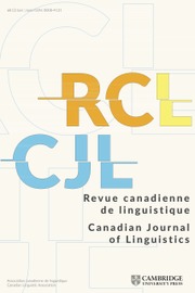 Canadian Journal of Linguistics/Revue canadienne de linguistique Volume 68 - Issue 2 -