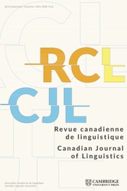 Canadian Journal of Linguistics/Revue canadienne de linguistique Volume 68 - Issue 3 -