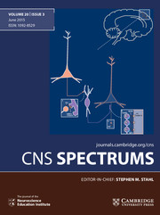 CNS Spectrums Volume 20 - Special Issue3 -  Violence in the Psychiatric Setting
