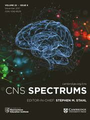 CNS Spectrums Volume 22 - Issue 6 -