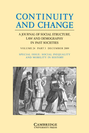 Continuity and Change Volume 24 - Special Issue3 -  SPECIAL ISSUE: SOCIAL INEQUALITY AND MOBILITY IN HISTORY