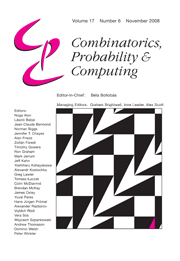 Combinatorics, Probability and Computing Volume 17 - Issue 6 -
