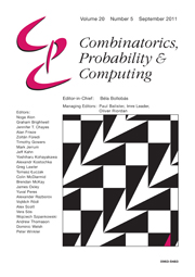 Combinatorics, Probability and Computing Volume 20 - Issue 5 -