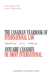 Canadian Yearbook of International Law/Annuaire canadien de droit international Volume 55 - Issue  -