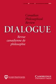 Dialogue: Canadian Philosophical Review / Revue canadienne de philosophie Volume 49 - Issue 3 -