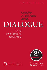 Dialogue: Canadian Philosophical Review / Revue canadienne de philosophie Volume 51 - Issue 3 -