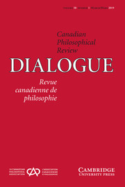Dialogue: Canadian Philosophical Review / Revue canadienne de philosophie Volume 58 - Issue 1 -