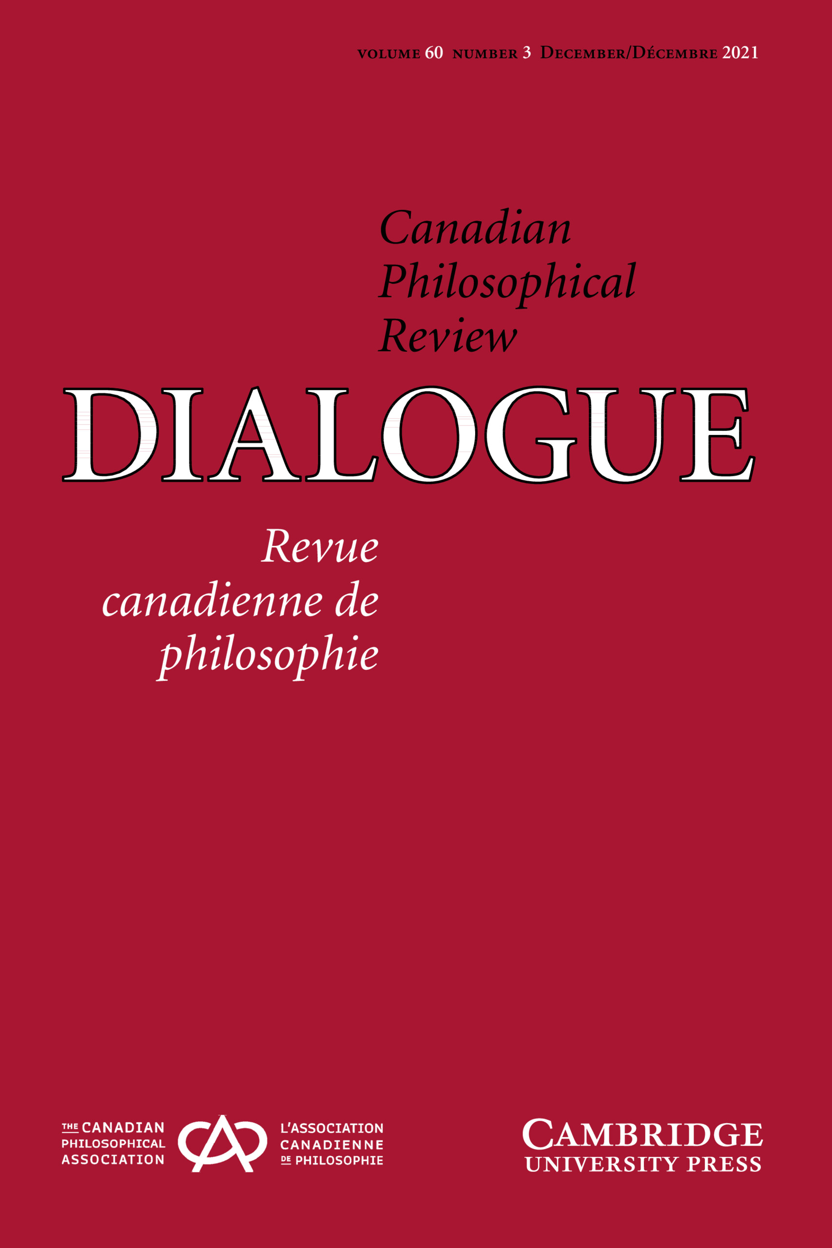 Dialogue Canadian Philosophical Review Revue Canadienne De Philosophie Latest Issue Cambridge Core