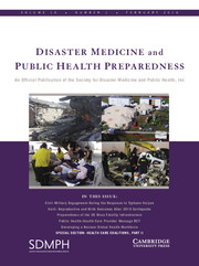 Disaster Medicine and Public Health Preparedness Volume 10 - Issue 1 -