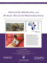 Disaster Medicine and Public Health Preparedness Volume 13 - Issue 2 -