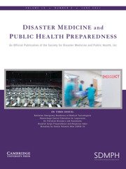 Disaster Medicine and Public Health Preparedness Volume 15 - Issue 3 -