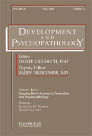 Development and Psychopathology Volume 20 - Special Issue4 -  Imaging Brain Systems in Normality and Psychopathology