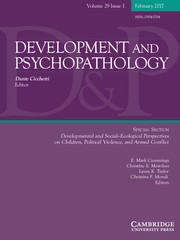 Development and Psychopathology Volume 29 - Special Issue1 -  Developmental and Social–Ecological Perspectives on Children, Political Violence, and Armed Conflict