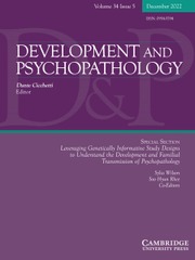 Development and Psychopathology Volume 34 - Issue 5 -  Special Section: Leveraging Genetically Informative Study Designs to Understand the Development and Familial Transmission of Psychopathology