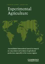 Experimental Agriculture Volume 40 - Issue 1 -