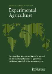 Experimental Agriculture Volume 40 - Issue 4 -