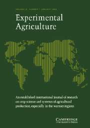 Experimental Agriculture Volume 41 - Issue 1 -