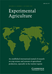Experimental Agriculture Volume 44 - Issue 4 -