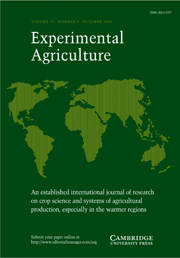 Experimental Agriculture Volume 45 - Issue 4 -