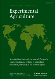 Experimental Agriculture Volume 47 - Issue 4 -