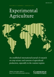 Experimental Agriculture Volume 49 - Issue 1 -